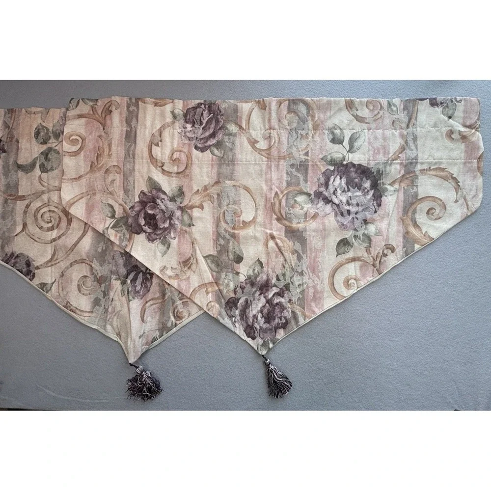 3 Vintage Croscill Chambord Cassis Purple Amethyst Lined Ascot Tassel Valances